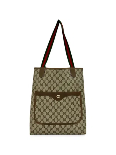 Pre-owned Gucci 20th Century Gg Supreme Web Tote Bag In Neutrals