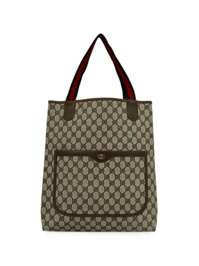Pre-owned Gucci 20th Century Gg Supreme Web Tote Bag In Neutrals