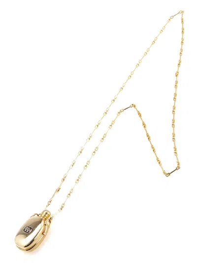 Pre-owned Gucci 20th Century Gold Plated Perfume Bottle Pendant Necklace Costume Necklace