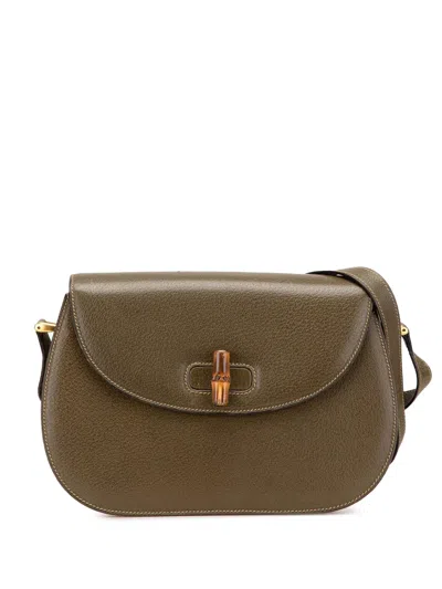 Pre-owned Gucci 20th Century Leather Bamboo Crossbody Bag