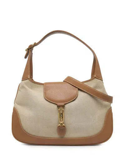 Pre-owned Gucci 20th Century Medium Canvas Jackie 1961 Crossbody Satchel In Neutrals