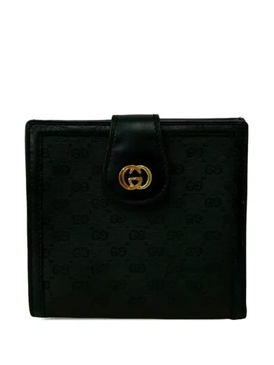 Pre-owned Gucci 20th Century Micro Gg Supreme Bifold Wallet Small Wallets In Black