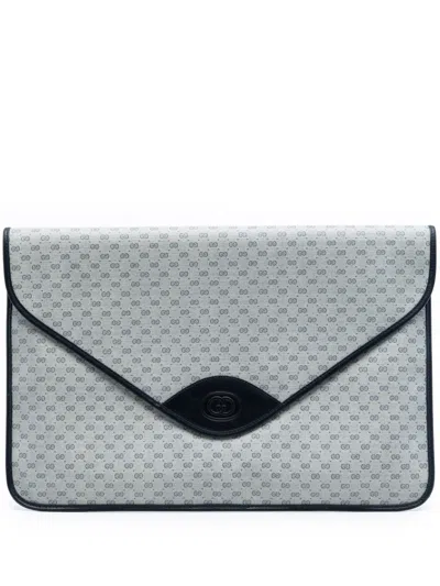 Pre-owned Gucci 20th Century Micro Gg Supreme Clutch Bag In Grey