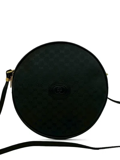 Pre-owned Gucci 20th Century Micro Gg Supreme Round Crossbody Bag In Black
