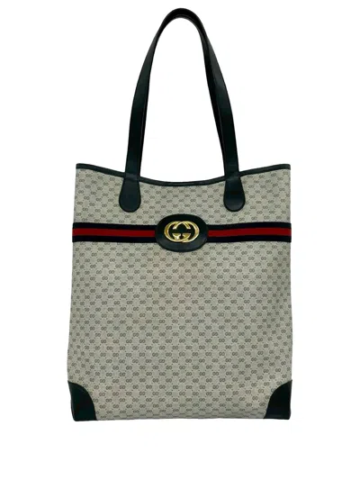 Pre-owned Gucci 20th Century Micro Gg Supreme Web Tote Bag In Gray