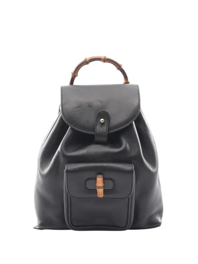 Pre-owned Gucci 20th Century Mini Bamboo Backpack In Black