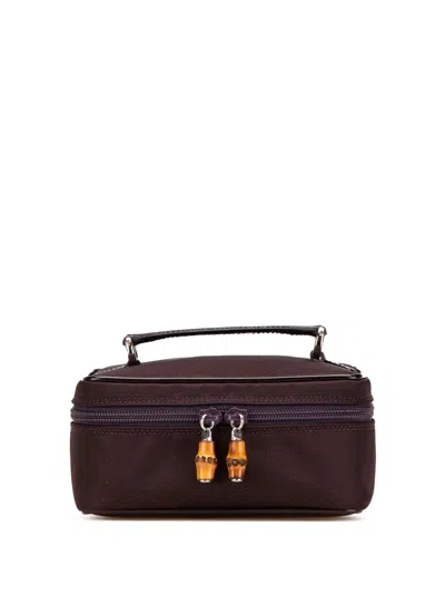 Pre-owned Gucci 20th Century Nylon Vanity Bag In Purple
