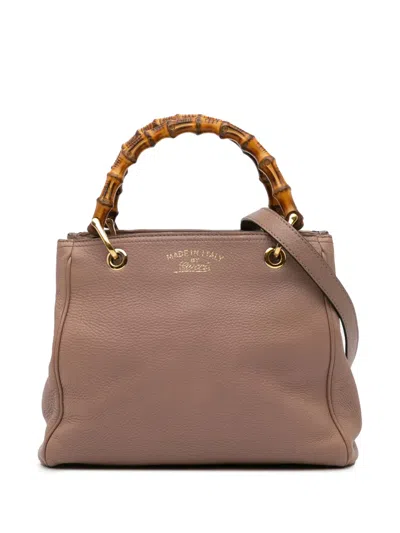 Pre-owned Gucci 20th Century Small Calfskin Bamboo Shopper Satchel In Pink