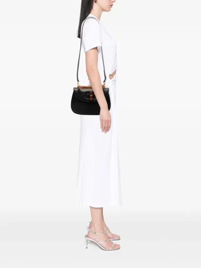 Pre-owned Gucci 20th Century Small Grained Calfskin Bamboo Night Satchel In Black