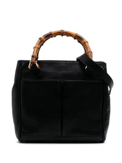 Pre-owned Gucci 20th Century Small Leather Bamboo Satchel