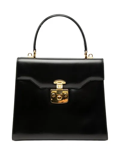 Pre-owned Gucci 20th Century Smooth Calfskin Lady Lock Satchel In Black