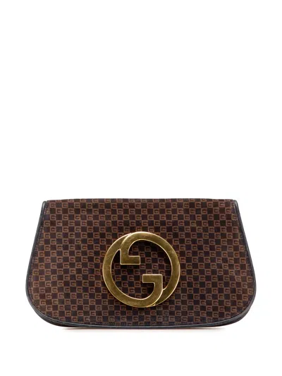 Pre-owned Gucci 20th Century Square G Suede Blondie Clutch Bag