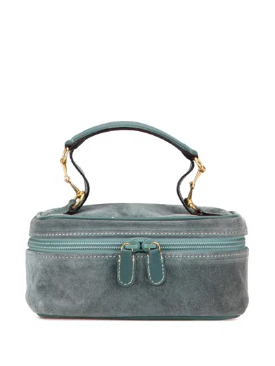 Pre-owned Gucci 20th Century Suede Horsebit Vanity Bag In Blue