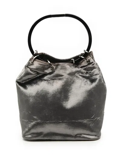 Pre-owned Gucci 20th Century Velvet Ring Bucket Bag In Silver