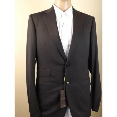 Pre-owned Gucci 221536 Dark Gray Wool Stretch Two Button Suit Eur 48 Long In Grey