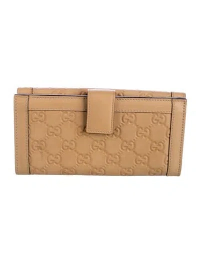 Pre-owned Gucci 231839 Leather Wallet In Neutral
