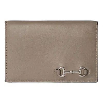 Gucci 25 Horsebit Long Card Case 'beige' In White