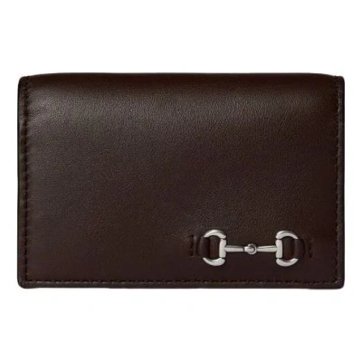 Gucci 25 Horsebit Long Card Case ""brown' In Black