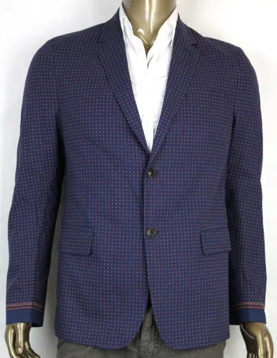Pre-owned Gucci $2690  Men's Flower Print Jacket Blazer Blue Eu 44/us 34 342329 4330
