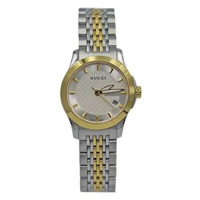 Pre-owned Gucci 27mm G-timeless Ladies Ya126511 Watch Silver And Gold