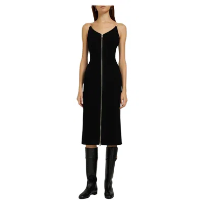 Pre-owned Gucci $2800 New  2023 Wool Midi Zip Front Dress Size 40 With Tags In Black