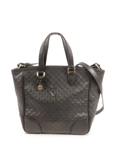 Pre-owned Gucci 2way Leather Tote Bag In Black
