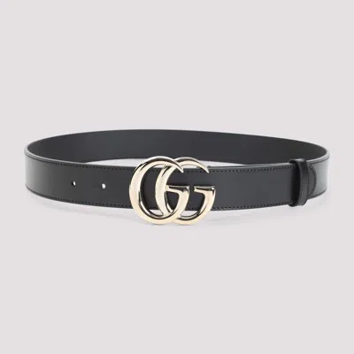 Gucci 3 Cm Gg Gold Belt Women In Black