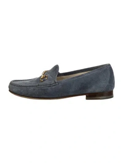 Pre-owned Gucci 309701 Horsebit Accent Loafers In Blue