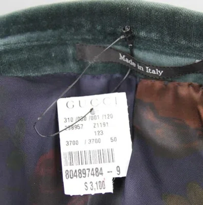 Pre-owned Gucci $3100 Authentic  Mens Runway Green Velvet Jacket Blazer 298957