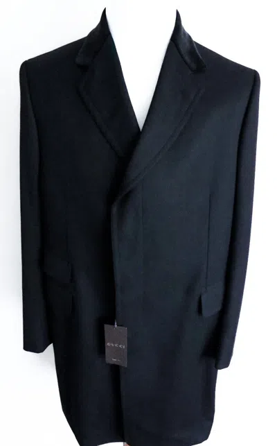 Pre-owned Gucci $3190  Tom Ford Era Black Coat Overcoat Topcoat Size 52 Euro Medium - Large