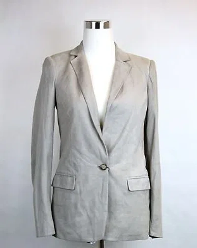 Pre-owned Gucci $3300 Authentic  Womens Suede Jacket Blazer, Light Gray, 340441 9601