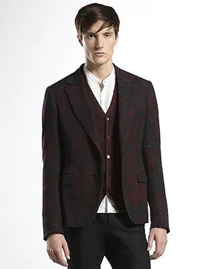 Pre-owned Gucci $3390  Runway Sketch-printed Flannel Dandy Jacket, 48r/us 38r, 296845 In Multicolor