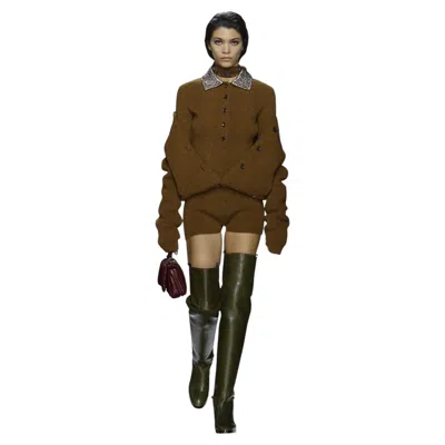 Pre-owned Gucci $3550 New  Olive 2024 Over The Knee Leather Horsebit Boots Sz 38 In Brown