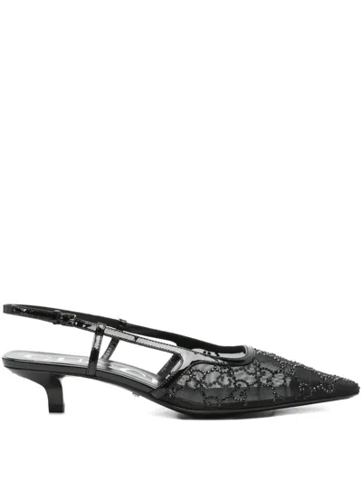 Gucci 35mm Embellished Slingback Heeled Pumps In Black