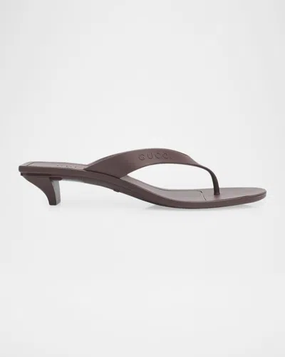 Gucci 35mm Vittoria Rubber Thong Sandals In Brown