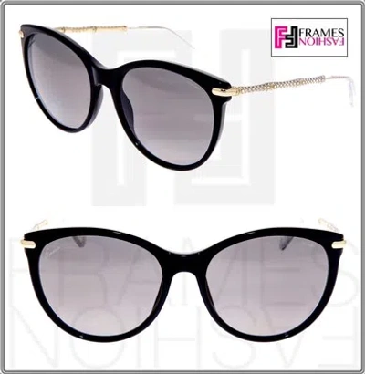 Pre-owned Gucci 3771 Black Gold Crystal Bamboo Oversized Sunglasses Gg3771ns Polarized