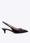 Gucci Black Slingback Pumps With Elastic Strap In Black