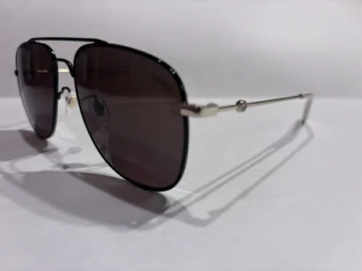 Pre-owned Gucci $450  Gg0514s 002 Black/gold Frame/ Brown Lenses 57-18-140 Sunglasses