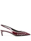 Gucci Womens Rosso Ancora Crystal Leather Heeled Pumps In 红色
