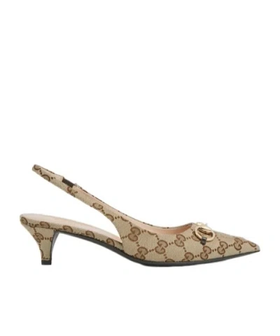 GUCCI GUCCI GG MONOGRAMMED SLINGBACK PUMPS