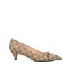 Gucci Women Beige And Dark Brown Gg Canvas Pumps With Horsebit In Brown