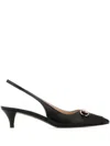 Gucci Horsebit Gg 45 Leather Slingback Pumps In Black