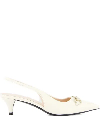 Gucci 45mm Slingback Kitten-heel Pumps In Neutral