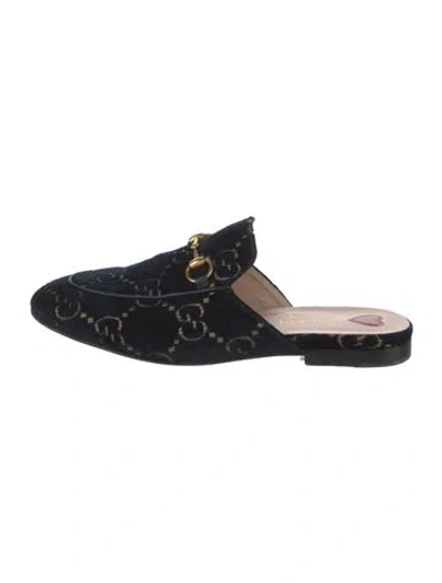 Pre-owned Gucci 475094 Gg Supreme Mules In Blue