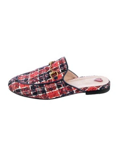 Pre-owned Gucci 475094 Tweed Mules In Multi