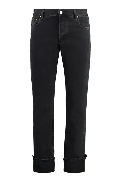 Gucci Wed Detailed Denim Jeans In Black