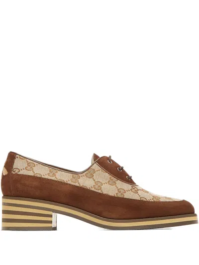 Gucci 50mm Gg Logo Derby Shoes In Brown