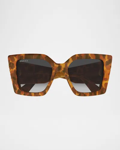 Gucci 51mm Acetate Butterfly Sunglasses In Brown