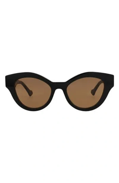 Gucci 51mm Cat Eye Sunglasses In Black Black Brown
