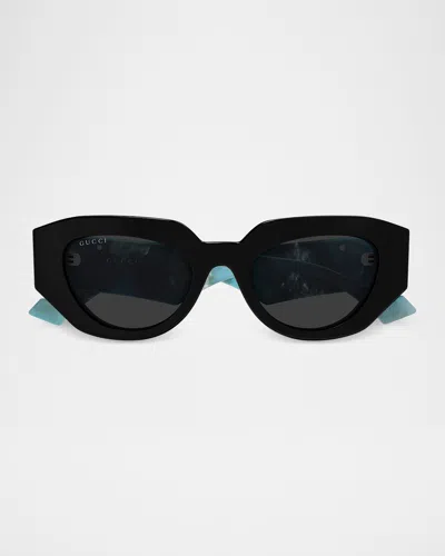 Gucci 51mm Geometric Cat-eye Sunglasses In Black